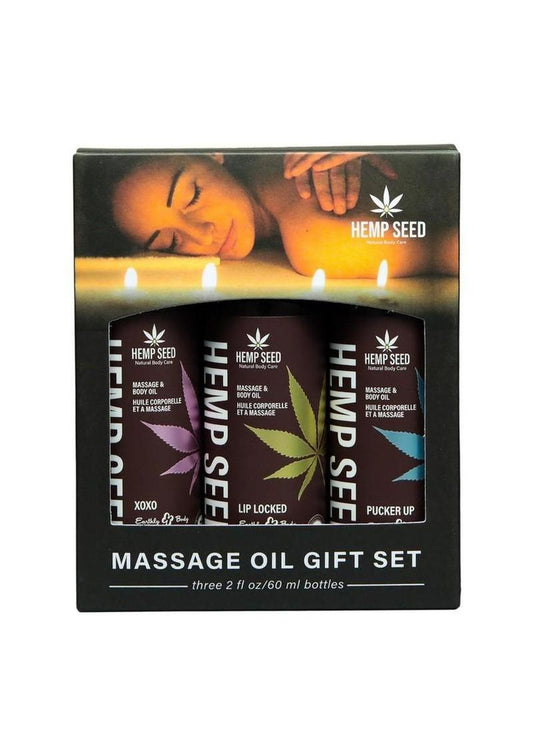 Earthly Body Trio Hemp Seed Massage Oil Gift Set with 3 Limited Edition Oils